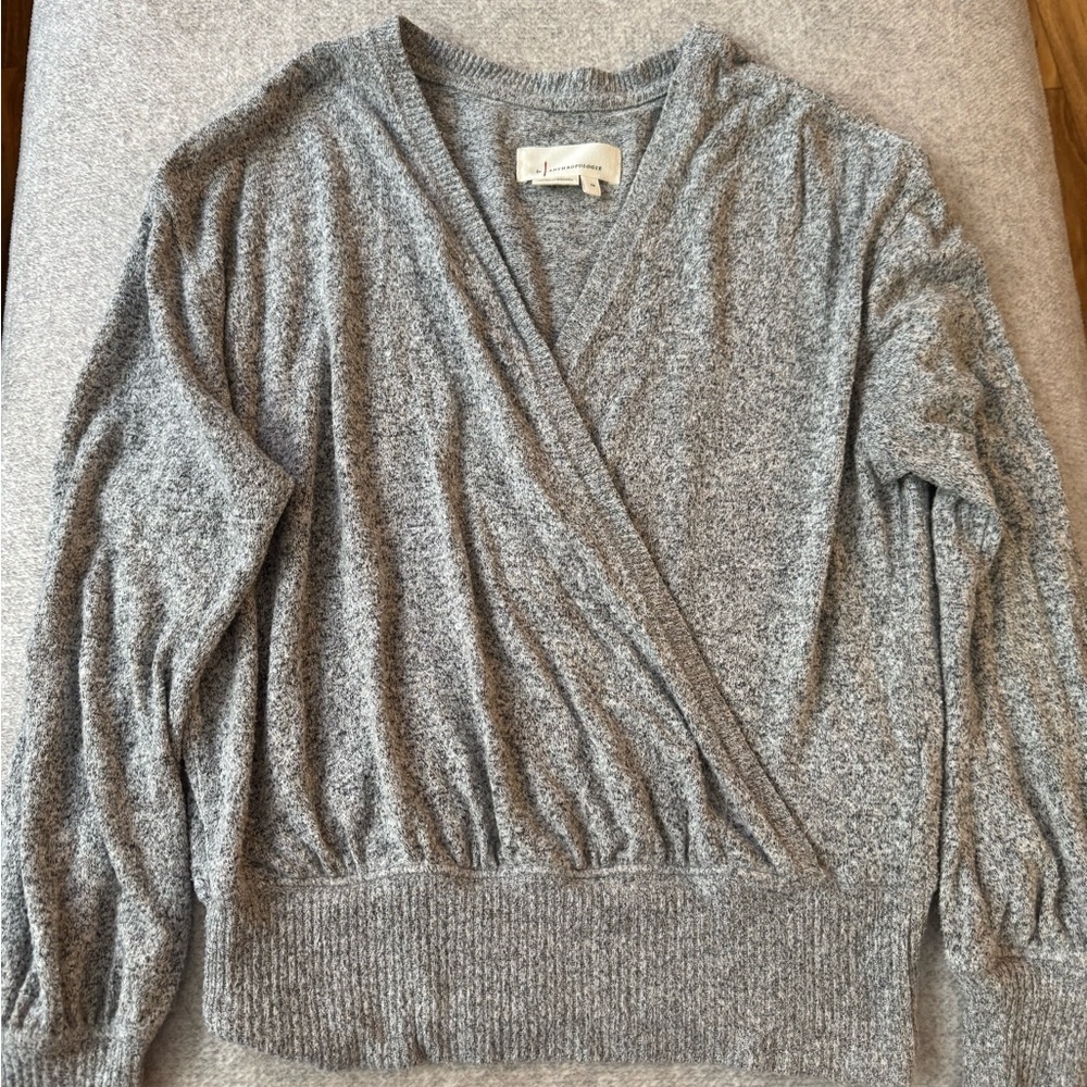 Anthropologie Gray V-Neck Sweater - Picture 1 of 5